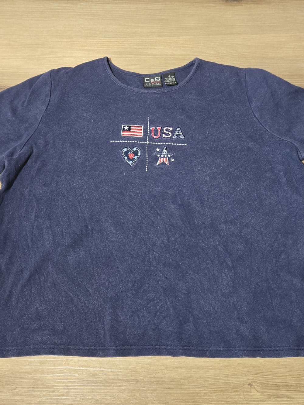croft & barrow Navy Long-Sleeve USA Graphic Tee